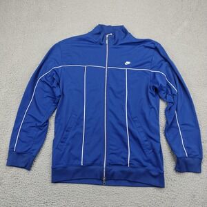 Vintage Nike Track Jacket Mens Large Blue Full Zip Piping Athletic Retro